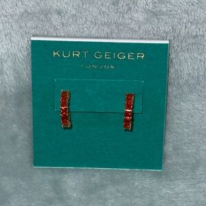 Kurt Geiger Orange and Gold Hoop Earrings